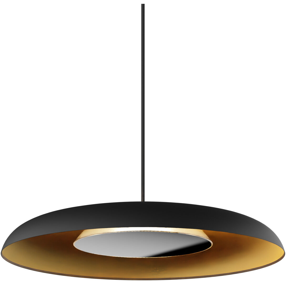 Ramen LED 24 inch Chrome and Matte Black with Gold Interior ADA Wall Sconce/Pendant Wall Light, Hardwire